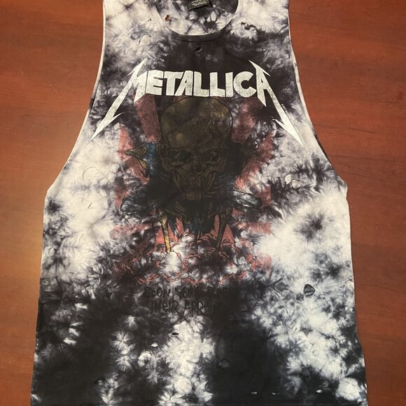 METALLICA SKULL DISTRESSED CUT & HOLES T-SHIRT MUSCLE SHIRT SMALL - Picture 1 of 9